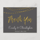 Houtskool Grijs en Gouden Folie Dank U Briefkaart (Voorkant)
