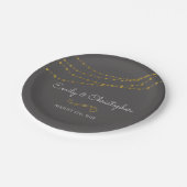Houtskool Grijs en Gouden Folie String Lights Bord (Gekanteld)