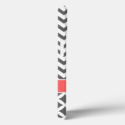 Houtskool Grijs en Koraal Chevron Monogram Case-Mate iPhone Case (Achterkant / Rechts)