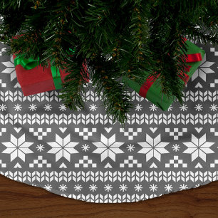 Houtskool Grijs en Wit Fair Isle Patroon Kerstboom Rok