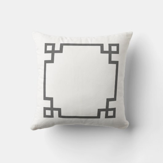 Houtskool Grijs en Wit Grieks Sleutel Buitenkussen (Achterkant)