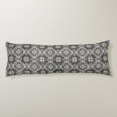 Houtskool Grijs en Wit Kant Overlay Lichaamskussen (Achterkant)