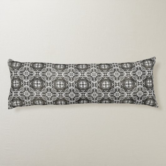 Houtskool Grijs en Wit Kant Overlay Lichaamskussen (Achterkant)