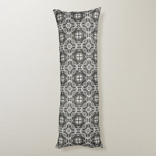 Houtskool Grijs en Wit Kant Overlay Lichaamskussen (Achterkant (Verticaal))