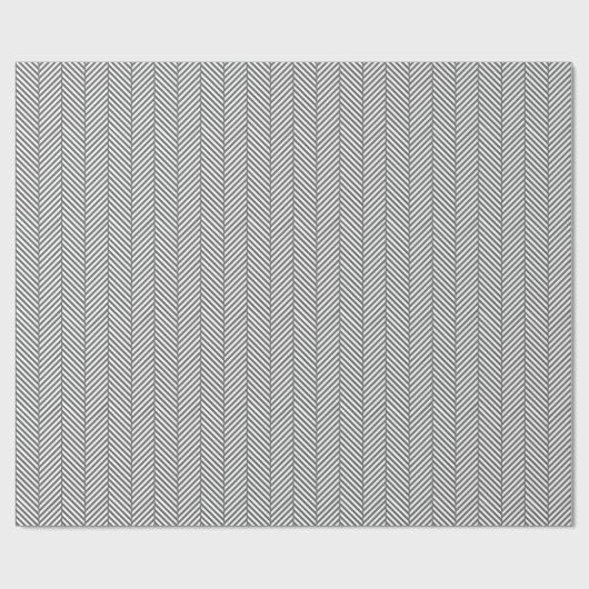 Houtskool Grijs en wit visgraat Cadeaupapier (Vlak)