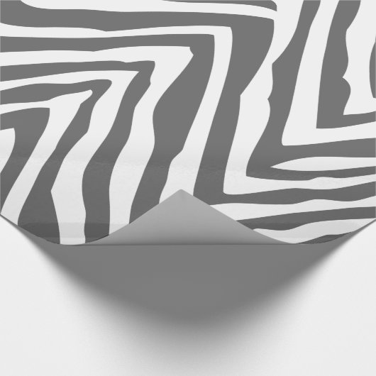 Houtskool Grijs en Wit Zebra Strepen Dierenprint Cadeaupapier (Hoek)