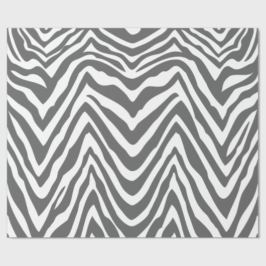 Houtskool Grijs en Wit Zebra Strepen Dierenprint Cadeaupapier (Vlak)