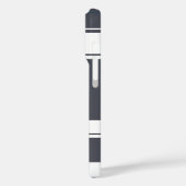 Houtskool Grijs en Witte Strepen Patroon Monogram Case-Mate iPhone Case (Achterkant / Links)