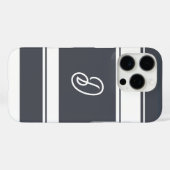 Houtskool Grijs en Witte Strepen Patroon Monogram Case-Mate iPhone Case (Achterkant (horizontaal))