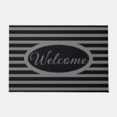 Houtskool Grijs en Zwarte Streep Deurmat (Voorkant)