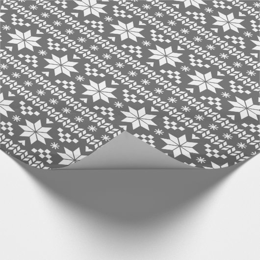 Houtskool Grijs Fair Isle Kerst Sweater Patroon Cadeaupapier (Hoek)