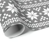 Houtskool Grijs Fair Isle Kerst Sweater Patroon Cadeaupapier (Rol Hoek)