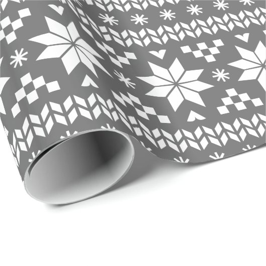 Houtskool Grijs Fair Isle Kerst Sweater Patroon Cadeaupapier (Rol Hoek)