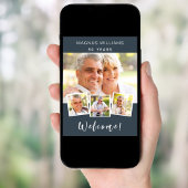 Houtskool grijs fotocollage verjaardagsfeestje wel poster