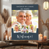 Houtskool grijs fotocollage verjaardagsfeestje wel poster