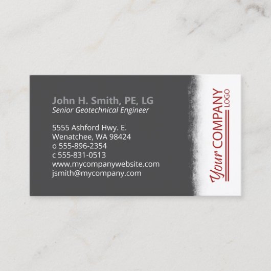 Houtskool grijs, geborsteld wit met verticale Logo Visitekaartje (Voorkant)