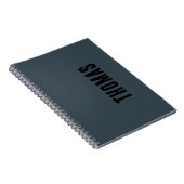 Houtskool Grijs Gepersonaliseerde Minimalistische  Notitieboek (Rechterzijde)