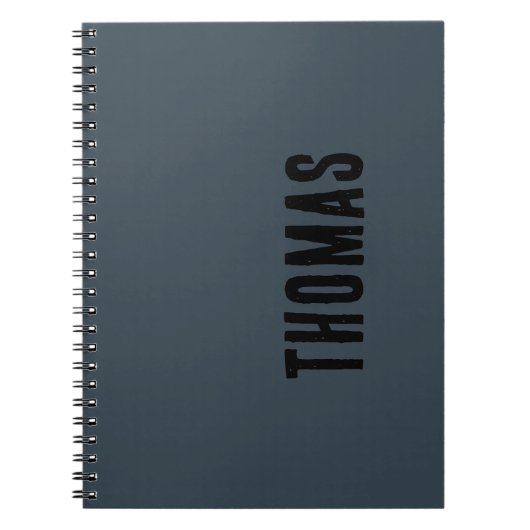 Houtskool Grijs Gepersonaliseerde Minimalistische  Notitieboek (Voorkant)