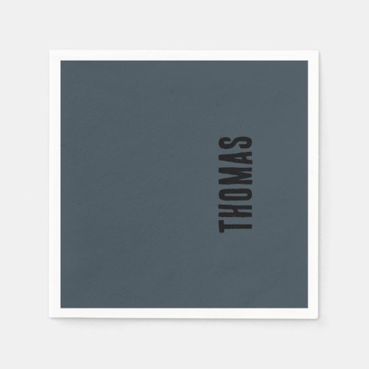 Houtskool Grijs Gepersonaliseerde Minimalistische  Servet (Voorkant)