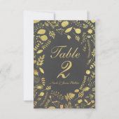 Houtskool Grijs & Goud Bloemen Bruiloft Tafel Kaar Kaart (Achterkant)