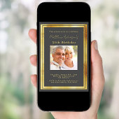 Houtskool grijs goud foto verjaardag kaart