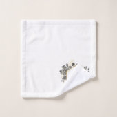 Houtskool Grijs Goud Zwart Roos Bloemen Monogram N Bad Handdoek (Wasdoekje)