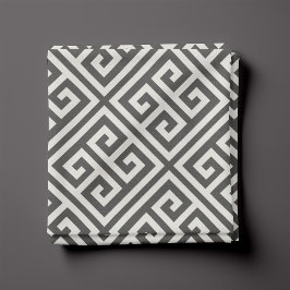 Houtskool Grijs Grieks Key Patroon Stof