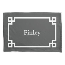 Houtskool Grijs Grieks Sleutel Monogram Standaard