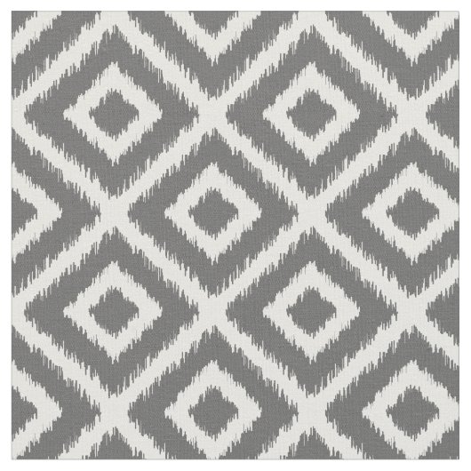 Houtskool Grijs Ikat Diamonds Stof (Close Up)