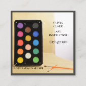 Houtskool Grijs Kunstenaar/Tutor/Educator Kunstler Vierkante Visitekaartje (Voorkant)