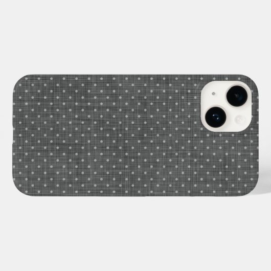 Houtskool Grijs Linnen Textuur en Schattigee Polka Case-Mate iPhone Case (Achterkant (horizontaal))