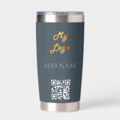 Houtskool grijs logo QR code zakelijk Geïsoleerde Drinkbeker (Achterkant)
