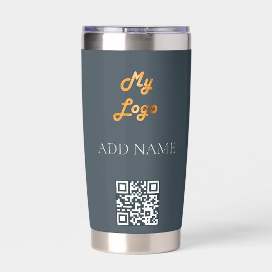 Houtskool grijs logo QR code zakelijk Geïsoleerde Drinkbeker (Achterkant)
