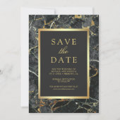 Houtskool Grijs Marmer Goud Foto Bruiloft Save The Date (Voorkant)
