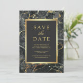 Houtskool Grijs Marmer Goud Foto Bruiloft Save The Date (Staand voorkant)