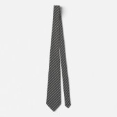 Houtskool Grijs met Ivoor Witte Pinstripes Stropdas (Voorkant)