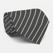 Houtskool Grijs met Ivoor Witte Pinstripes Stropdas (Opgerold)