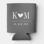 Houtskool Grijs Modern Huwelijk Monogram Blikjeskoeler (Voorkant)