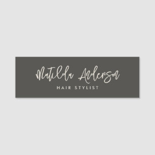 Houtskool grijs modern minimaal elegant script naamplaatje
