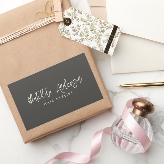 Houtskool grijs modern minimaal elegant script rechthoekige sticker (Geschenken)