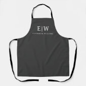 Houtskool Grijs Modern Minimalistisch Monogram Naa Schort (Voorkant)