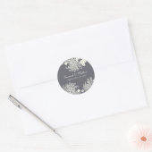 Houtskool Grijs Moderne Bloemen Huwelijk Hart Seal Ronde Sticker (Envelop)