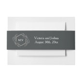 Houtskool grijs monogram borstkas uitnodigingen wikkel (Voorkant Voorbeeld)