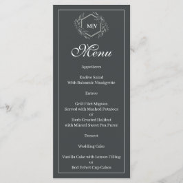 Houtskool grijs monogram Crest Menu
