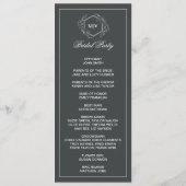 Houtskool Grijs Monogram dubbele zijprogrammakaart Programmakaart (Achterkant)