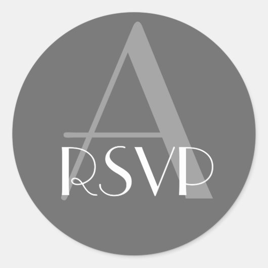 Houtskool Grijs Monogram Een RSVP-afdichting Ronde Sticker (Voorkant)
