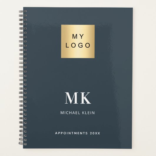 Houtskool grijs monogram initialen Business 2026 Planner (Voorkant)