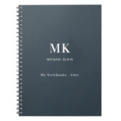 Houtskool grijs naam monogram notitieboek (Voorkant)