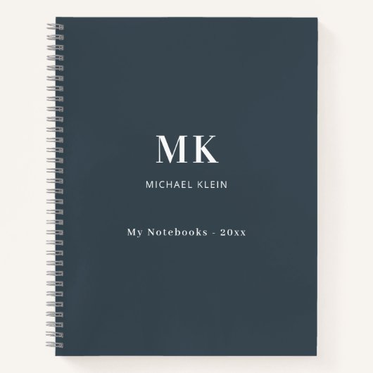 Houtskool grijs naam monogram notitieboek (Voorkant)