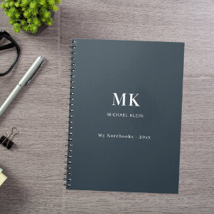 Houtskool grijs naam monogram notitieboek